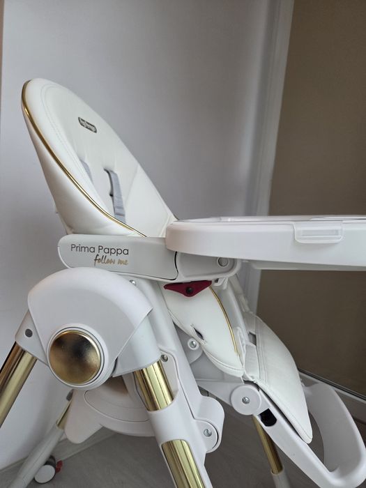 Scaun de masa 2in1 Peg Perego Prima Pappa Zero Follow Me, 0-15 Kg, Gold, Alb/Auriu