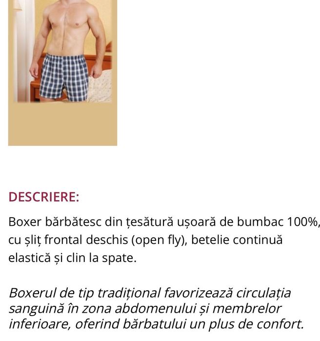 Boxer bărbătesc 100% bumbac Discobol