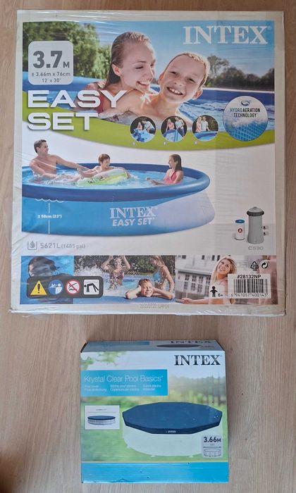 Надуваем басейн Intex Easy Set, 377 х 76см