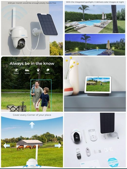 CCTV 4 camere supraveghere wireless Reolink GO PT IP 4G solar panel hd