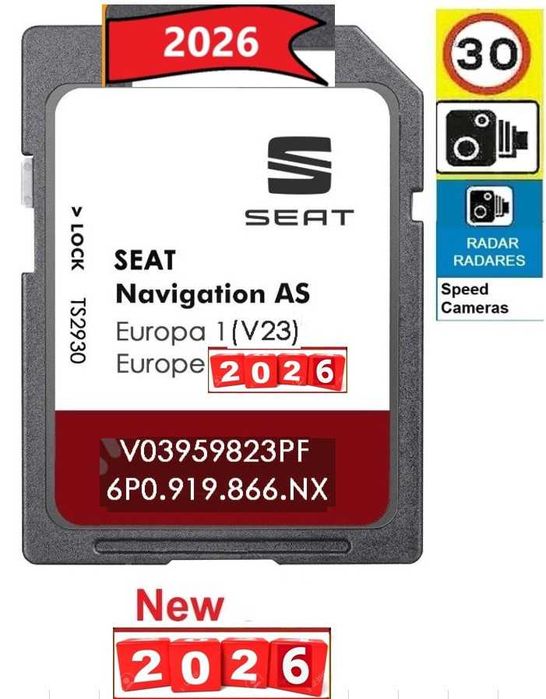 Карта 2026 за навигация SEAT 6P0 MIB2 Leon Ateca Ibiza Toledo SD card