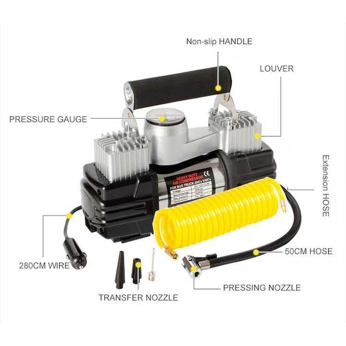 Compresor auto, 2 cilindri, 14 bar, 85 l/min, pentru SUV-uri