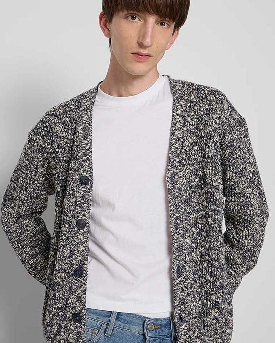 NN.07, Cardigan din bumbac Jesse, Albastru, M