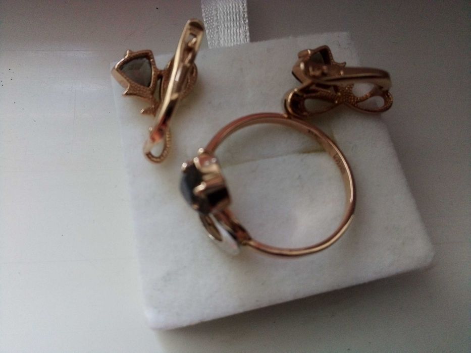 Златен руски  комплектс раух топаз