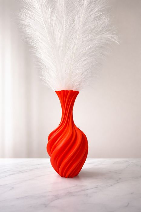 Vază decorativă modernă – design spirală – print 3D – culoare roșu