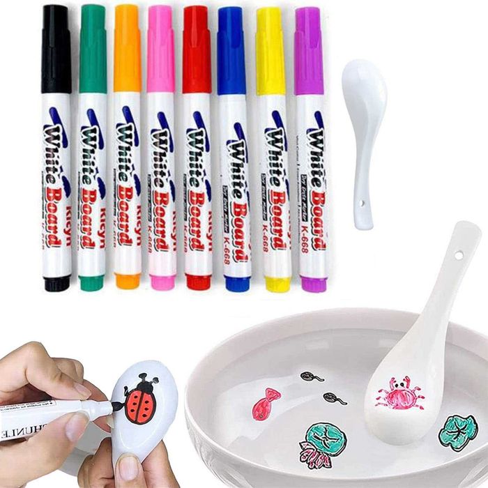 Магически водни маркери за плаващи рисунки с флумастери и лъжичка