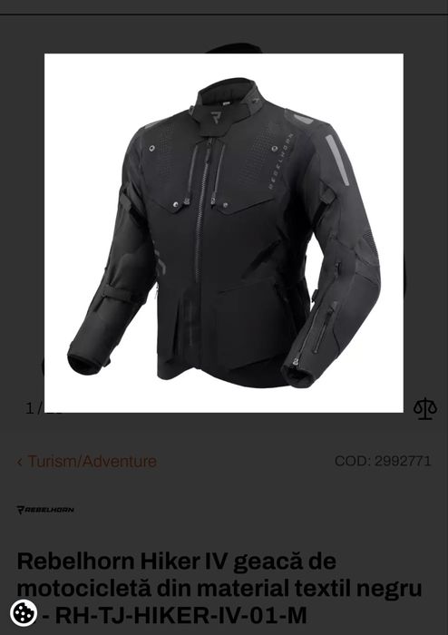 Rebelhorn Hiker IV geacă pentru  motocicletă din material textil negru