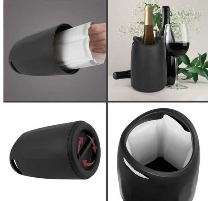 Шампаниера с охладител Mercado Тrade, Пластмаса, Черен