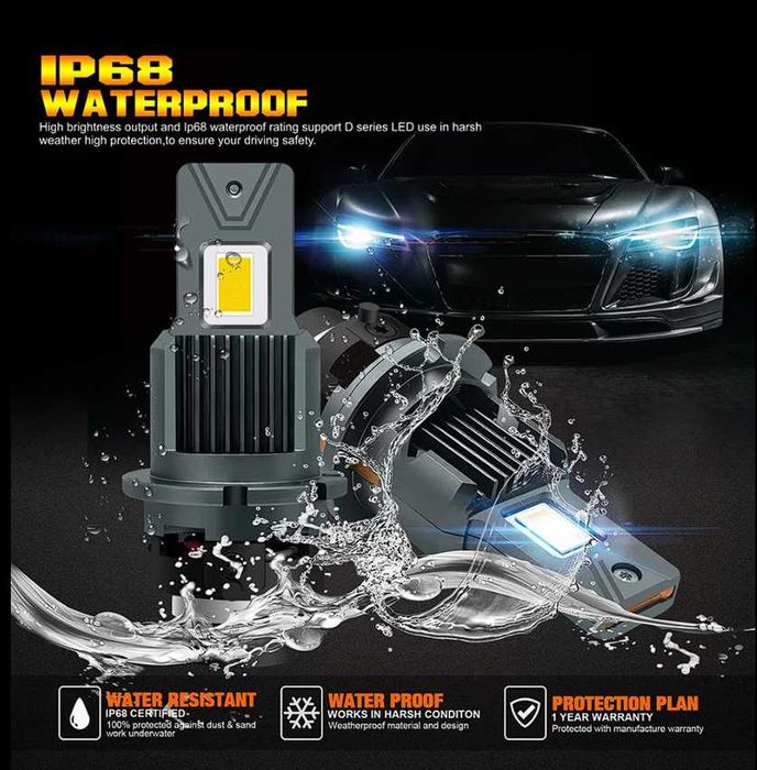 Se 2 becuri auto 1:1 cu D2S LED , 10000LM, 6500k, 35-55W Canbus