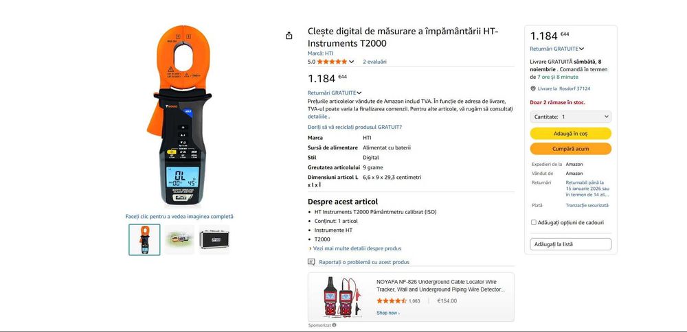 Clește digital de măsurare a împământării HT-Instruments T2000