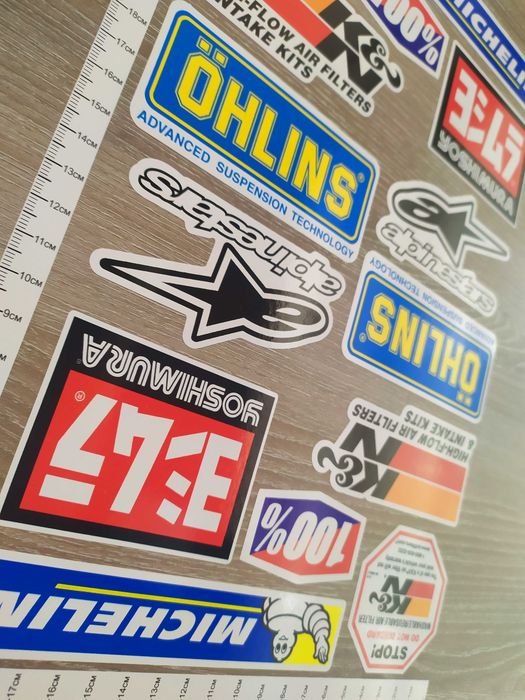Стикери 14бр. /лист А4/ Michelin K&N Yoshimura Ohlins Alpinestars