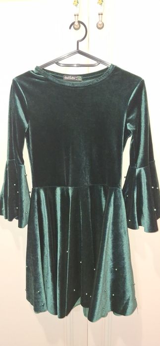 Rochie catifea verde fete