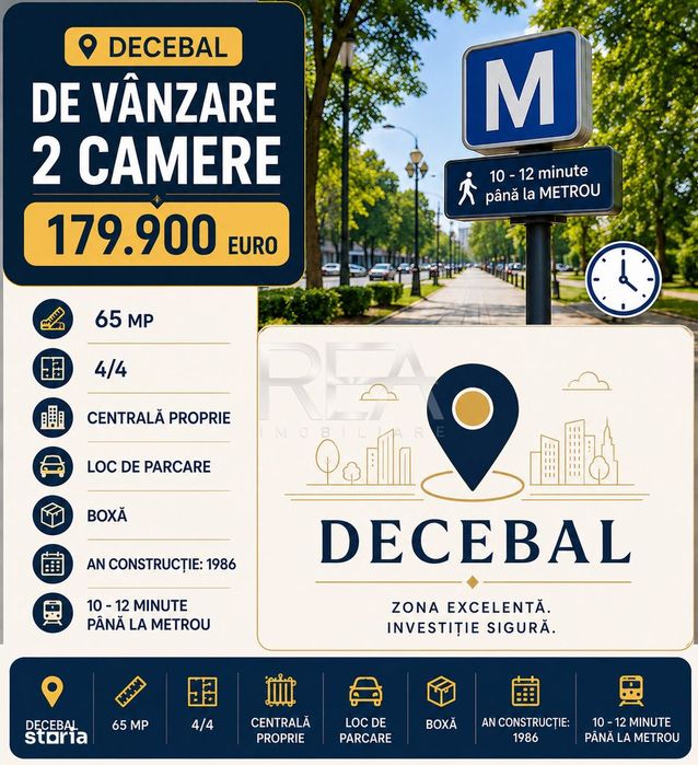 2 camere Decebal decomandat, centrala, parcare, an 1986, 65 mp, boxa — fotografia 3