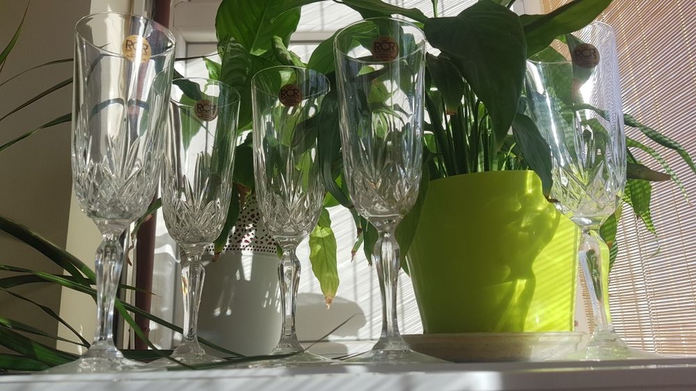 5 Pahare Cristal de Chumbo, Royal Cristal Rock, Vintage, Sapanie, 24%