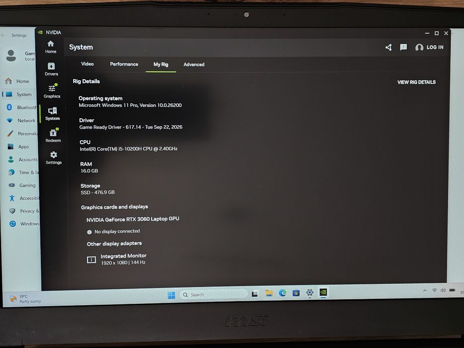 Laptop Gaming MSI GF65 Thin i5 10200H | RTX 3060 6GB | 16GB RAM | 512GB SSD