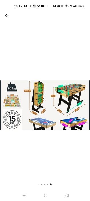 Masa de joc Leoamark 15 in 1, biliard, foosball, hochei, tenis de masa