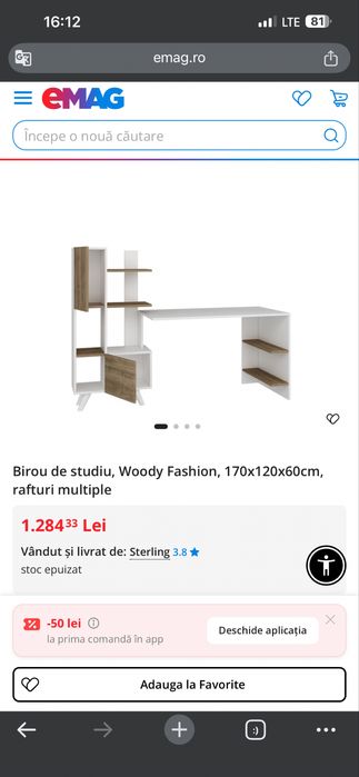 Birou modern Woody Fashion 170 cm cu bibliotecă și dulap – Design premium, foarte solid