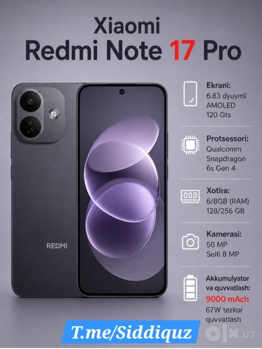 Note 17 Pro 5G  Naqt va Nasiyaga