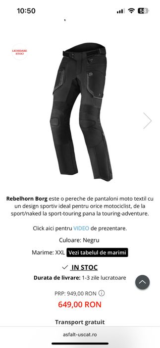 Costum Moto Rebelhorn geaca si pantaloni marimea M