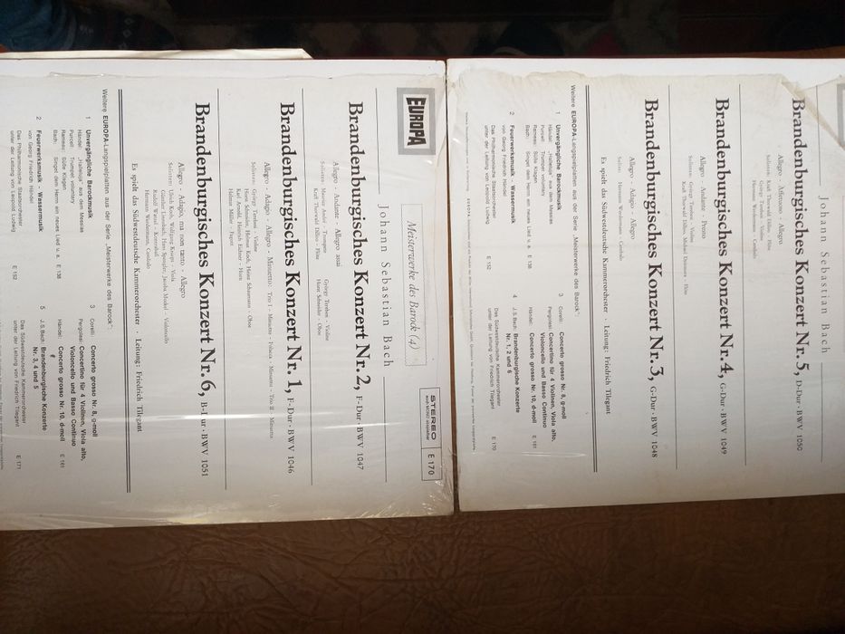 Discuri vinil Brandenburgische, concertele 1,2,6si 3,4,5 deJ.S. Bach