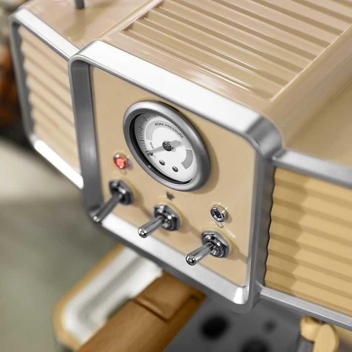 Ретро Кафемашина Cecotec Express Power Espresso 20, 1350W, 20 bars, Италианска Помпа, Жълта