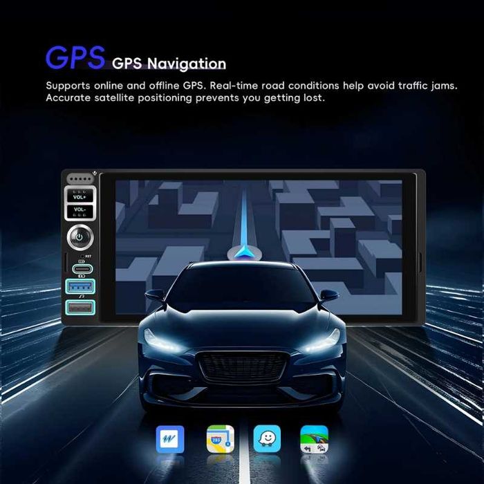 6.86” 1280*480 1-Din мултимедия с Android 15, RDS, 4GB/64GB