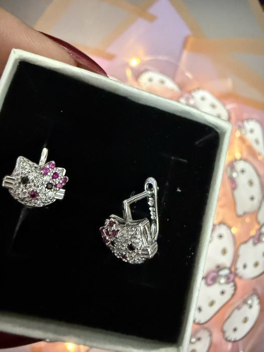 Сережки Hello Kitty серебро 925
