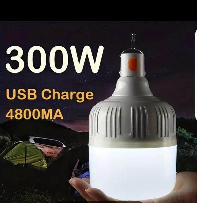 Лед лампа 5v волта 4800mAh батерия 300w мощност . За къмпинг риболов .