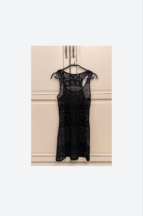 Rochie de plaja neagra Ralph Lauren/ Cover-up croset, dantela, S