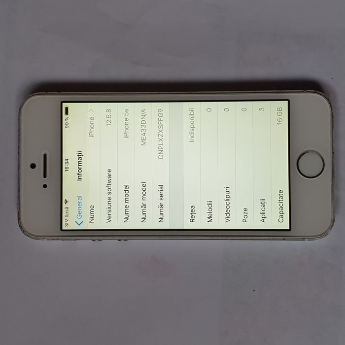 Iphone 5s perfect functional fara cont icloud si liber de retea.