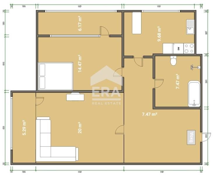 ЕКСКЛУЗИВНО! ЕРА Дръстър предлага за продажба двустаен апартамент до м