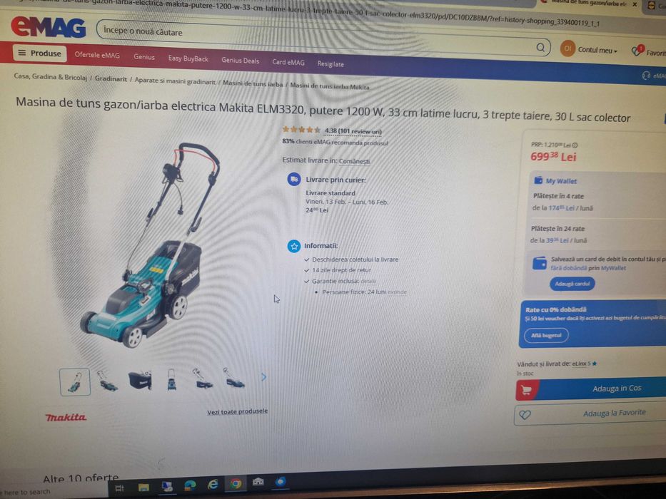 Masina electrica de tuns gazon Makitta