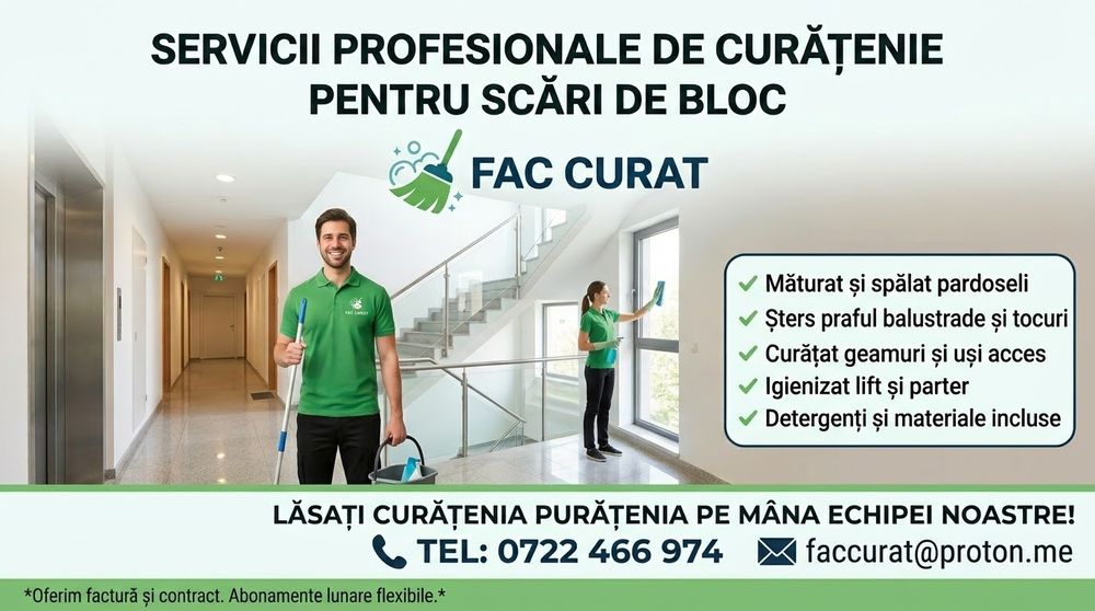 Servicii de curățenie pentru blocuri de locuințe.