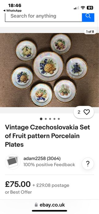 Порцеланов сервиз сет комплект купи златен дизайн Бохемия Чехословакия