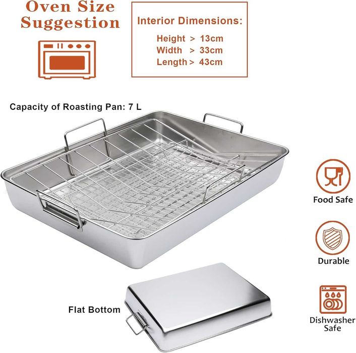 Tava Inox PROFESIONALA, cu 2 gratare scurgere, REDUS de la 300RON