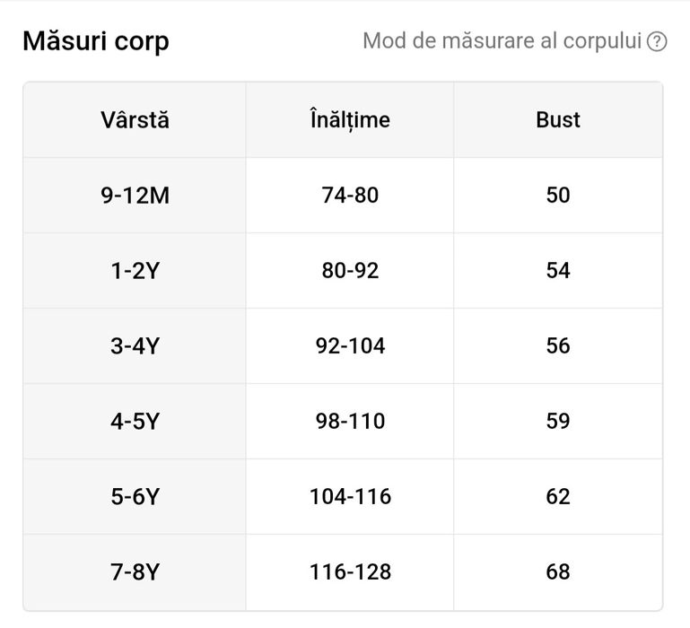 Hanorac copii -  7-8 ani
