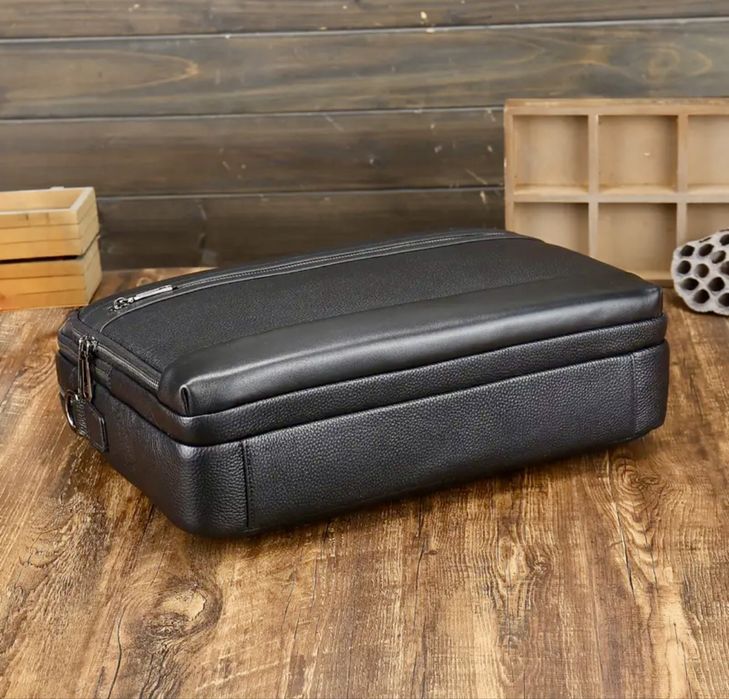 Мъжка универсална кожена бизнес чанта /Луксозно куфарче за лаптоп 15”!