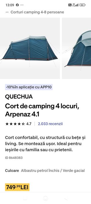 Cort de camping quechua