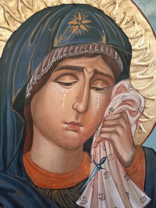 Ръчно изработена икона Св."Богородица" ("Плачеща Богородица")