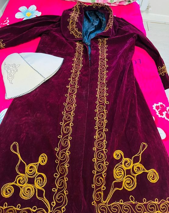 Шапан и шапка бордовый