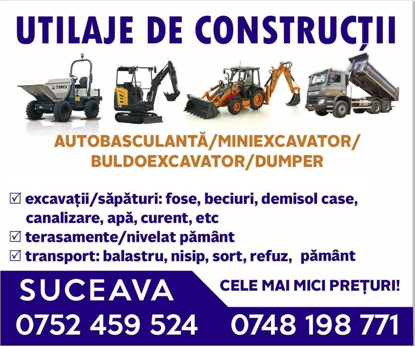 Inchiriez buldoexcavator si excavator Suceava