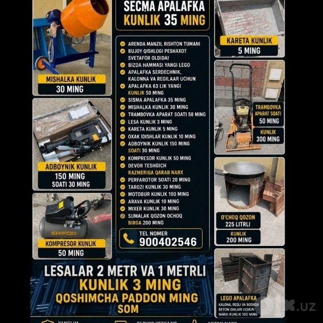 Arend adboynik malatok 1 chi soati 40 ming keyingi soatlari 30 mingdan