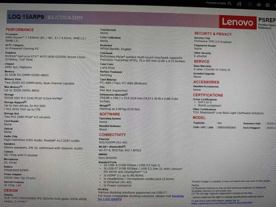 Lenovo LOQ rtx 4070