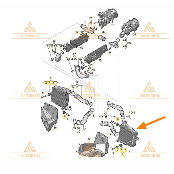 Ляв интеркулер за audi a8 d5 4n - 4n0145805p