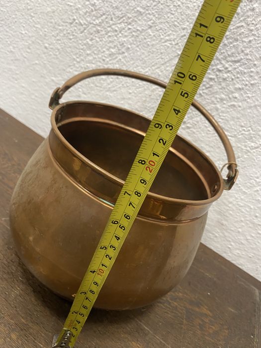 Меден съд котле с дръжка Франция 1940 1960 меден казан