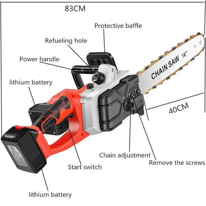 НЕМСКА Акумулаторна резачка за дърва 36V 10Ah с 40 сантиметрова шина