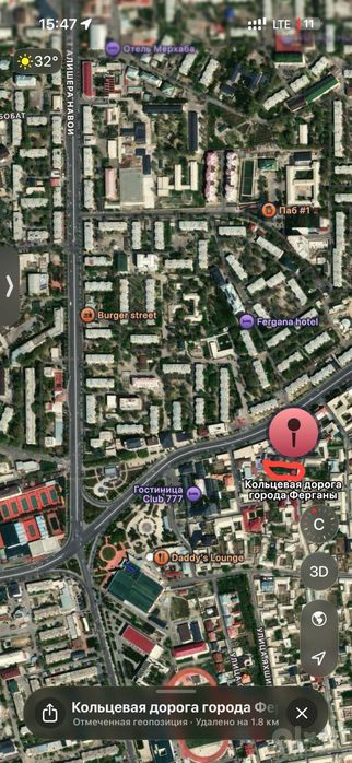 Sentr, tenisni kort va oybek yonida yulni buyiga 70m