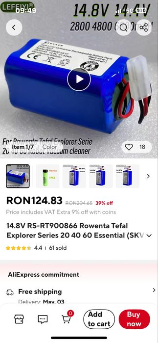 Vand aspirator robot Rowenta explorer seria 20