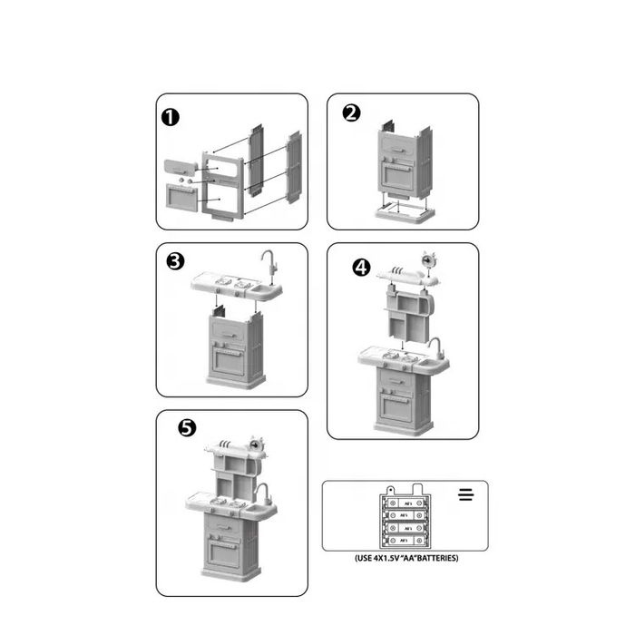 Bucatarie copii cu circuit apa real, cuptor, plita, 64 piese Violet