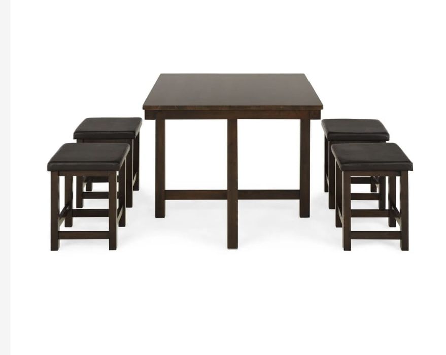 Masa Mobexpert cu 4 tabureti, wenge – stare foarte buna